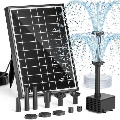 Pompe de Fontaine Solaire pour Bac à Oiseaux, 8.5W Pompe Solaire Extérieure avec 7+ Modes de Pulvérisation (1/5)