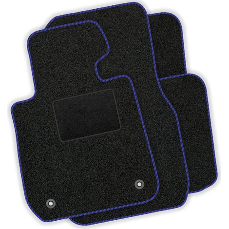 [SP]VW015 blau – Satz Velours-Fußmatten – Automatten passend für: Volkswagen Passat B3/B4 1988–1997, blaue Paspelierung (1/4)