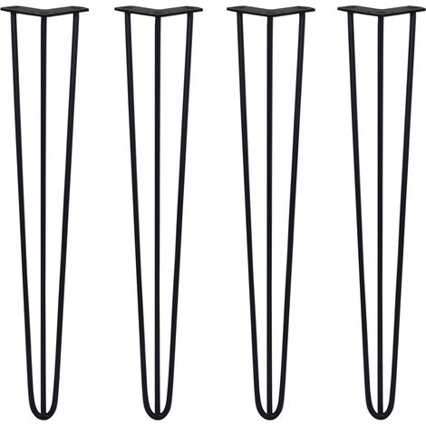 4 Gambe per Tavolo a Forcina SkiSki Legs 71cm Acciaio Nero 3 Rebbi 10mm