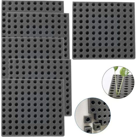 5 éponges hydroponiques carrées, éponges carrées pour semis, outils de jardinage, adaptées à la croissance de petites pousses en serre (gris) (1/5)