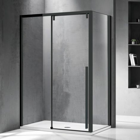 Cabina doccia 80x120 telaio nero anta scorrevole e lato fisso  KSA5000B kamalu
