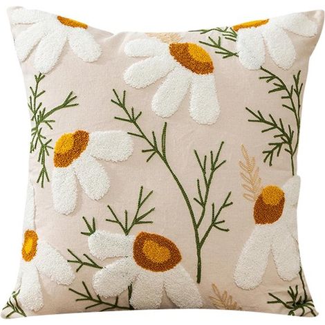Fundas de cojín bordadas con flores，cojines decorativos para sala de estar，fundas de cojín bordadas para sofá de sala de estar，45x45cm (1/5)