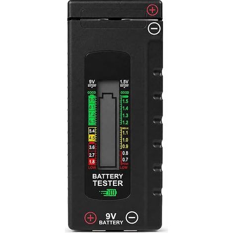 Testeur de batterie numérique LCD Vérificateur universel pour piles bouton AA, AAA, C, D, 9V et 1.5V, sans batterie interne nécessaire, précis, pratique et facile à utiliser (1/5)