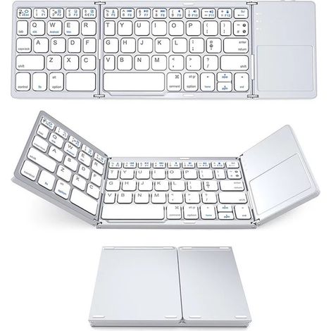 Clavier Bluetooth pliable en trois parties, mini-clavier sans fil portable Bluetooth avec pavé tactile pour Android, Windows, PC et tablettes. (1/5)