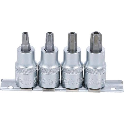 Jeu de Douilles à Embouts 12,5 mm (1/2) Profil T Torx T40-T55 - 4 pcs - Précision et Robustesse - D-Work (1/5)