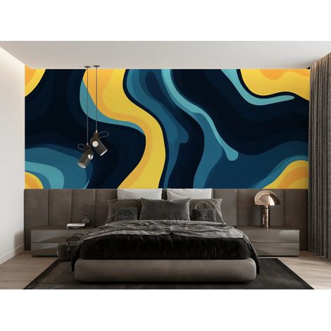 Papier Peint Géométrique - Vagues en Dégradé - 500 x 270 cm (1/2)