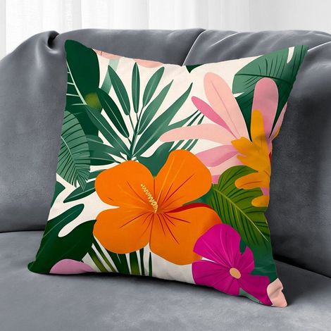 Housse de coussin fleurs jardin, décoration terrasse canapé,40×40cm (1/5)