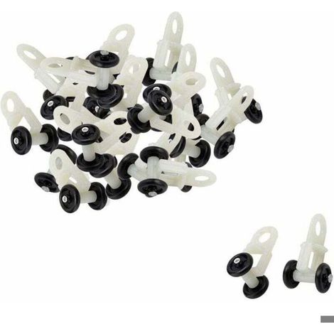 30pcs Glisseur Rail Rideaux Roulette Crochet Roue Rideaux Coulissant Poulie pour Fenêtre Voilage Galet en Plastique Noir Blanc,1 (1/2)