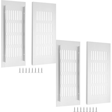 Grille de ventilation en aluminium avec vis pour la ventilation des armoires et des pièces, 20 x 8 cm, argent, 4 pièces