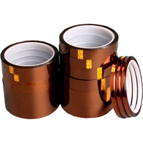 Rollos térmicos de alta temperatura: 4 cintas adhesivas de poliimida de 0,5 cm x 33 m para sublimación y aislamiento. (1/5)