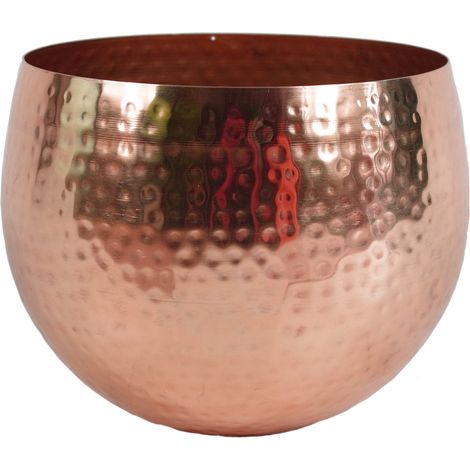 Large Metal bowl 22 x 18cm Hammered Copper Colour - Straight Edge (1/2)