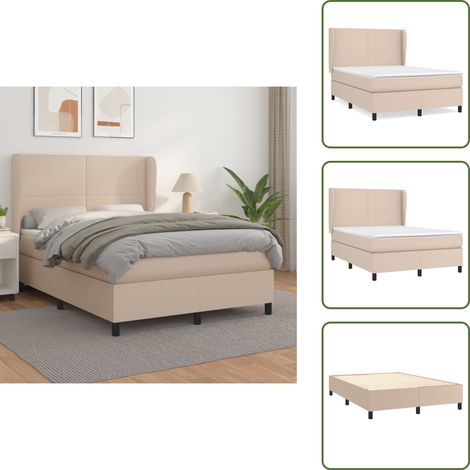 Sommier à lattes de lit avec matelas Cappuccino 140x190 cm - Lit Plateforme - Lit Double - Lit Capitonné - Literie - Chambre À Coucher