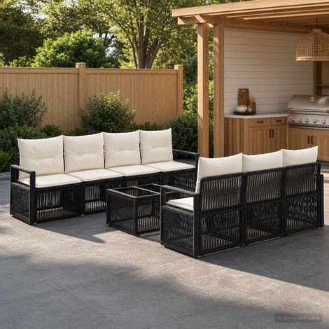vidaXL Set Divano da Giardino 8 pz Nero polyrattan (1/5)