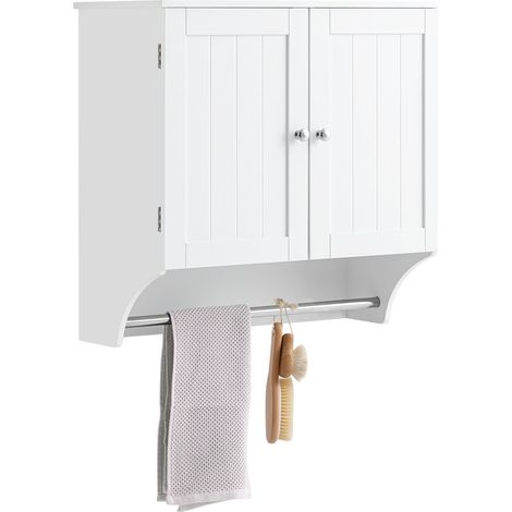 Pensile Con Ante Mobile Da Parete Da Bagno Mobile Porta Medicinali Elegante Armadietto Sospeso Per Il Bagno Bianco 60x30x60cm BZR84-W