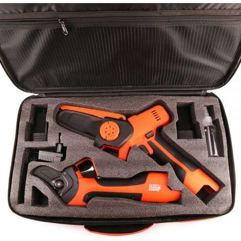Pack outils sans fil avec mallette en tissu - Mini Tronçonneuse + Sécateur Électrique - KERWOOD (1/5)