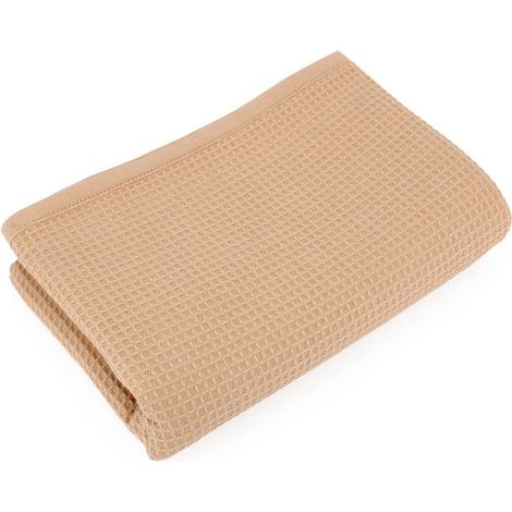 1 serviette de toilette, nid d'abeille beige, 100 % coton 300 g/m², 50x100 cm, pour salle de bain