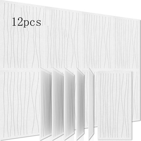 12 Panneau acoustique décoratif ondulé tridimensionnel 30 x 60 x 0,9 cm pour chambre à coucher,6030cm (1/4)