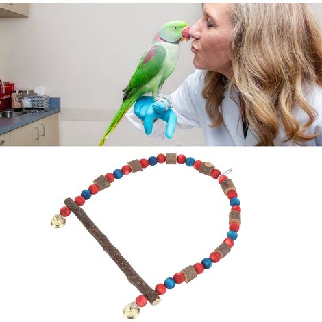 Balançoire suspendue pour oiseaux, jouet à poser, jouet pour cage à perroquets avec crochet pour inséparables, pinsons, perruches, perruches ondulées, longueur du poteau : 12 cm / 4,7 pouces (1/5)