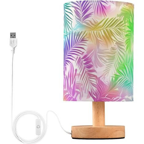 Lampe de table à motif feuilles tropicales arc-en-ciel pour (1/5)