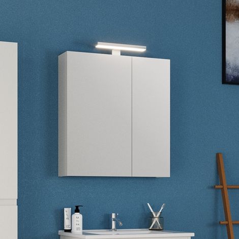 Specchio bagno contenitore 65 cm colore bianco opaco LAC-EOLO-65 kamalu