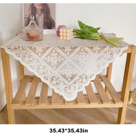 Nappe En Dentelle - Rectangulaire 90 x 160 cm - Blanc - Pour Table Rectangulaire - Décoration Mariage Fête Noël - 1 Pièce (1/5)
