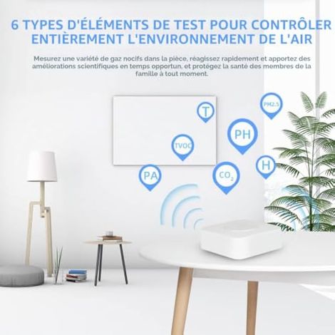 Détecteur d'air intelligent 6 en 1 Tuya pour Zigbee : surveillance de la qualité de l'air (PM2.5, formaldéhyde, température et humidité) pour la maison et le bureau. (1/3)