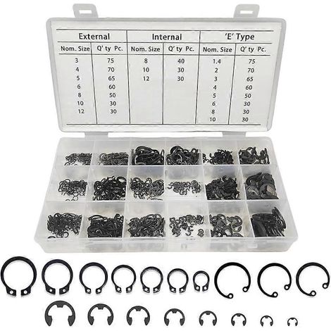 1 assortiment de 890 circlips de qualité supérieure, 3 types et 18 tailles, avec étui de rangement (1/5)