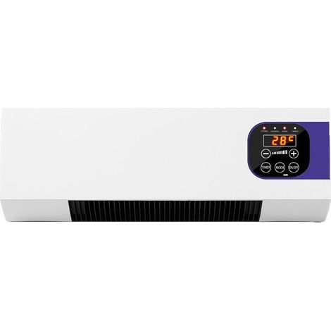 Ventilateur chauffant mural PTC 2-en-1 chaud/froid domestique Réglage température 1640°C, télécommande, 3 vitesses, minuterie 2-8h, arrêt sur surchauffe, ultra-silencieux ≤36dB (1/4)