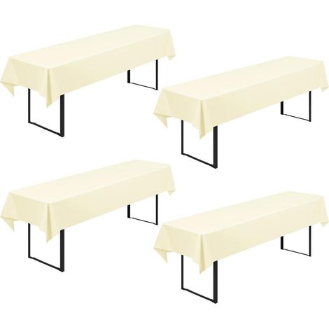 4x Biertischhusse 250x100cm Beige, waschbar, knitterfrei, Polyester