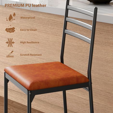 Lot de 4 Chaises de Bar Rétro‑Industriel Similicuir Brun (1/5)