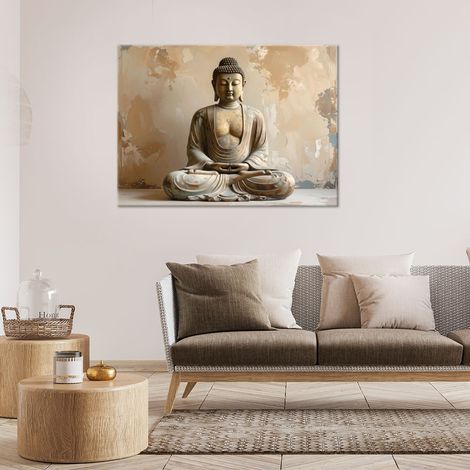 Wandbild Buddha Zen Spa auf beigem Hintergrund 90x60