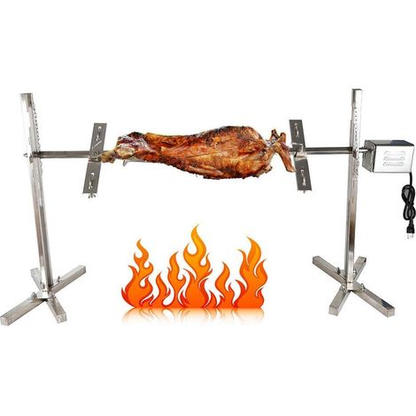 220V 53 Zoll BBQ Rotisserie Elektrisch Spanferkelgrill Lammgrill Grill Grillwagen Barbecue Smoker Grillspieß Drehspieß Drehspiess Edelstahl