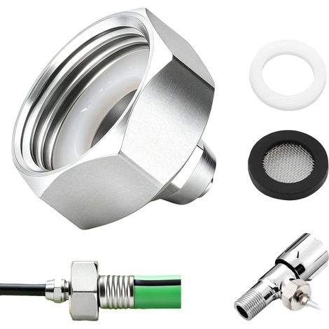 1 Pièce Raccord Frigo pour Filtre à Eau, Adaptateur en Laiton Nickelé Argenté 3/4" Femelle vers 1/4" Mâle avec Joint d'Étanchéité, Compatible Réfrigérateur, Congélateur et Glacière (1/5)