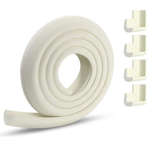 Protection des Bords et Coins de Meubles,2 Mètres Protection Mousse Sécurité avec 4 Angles, Kit de Sécurité pour Bien Protéger Les Enfants, Blanc Crème (1/5)