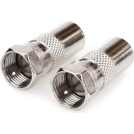 F Adaptateur mâle vers Prise coaxiale mâle,Câble coaxial d'antenne TV Connecteurs F Adaptateur Satellite Type -Paquet de 2 (1/4)