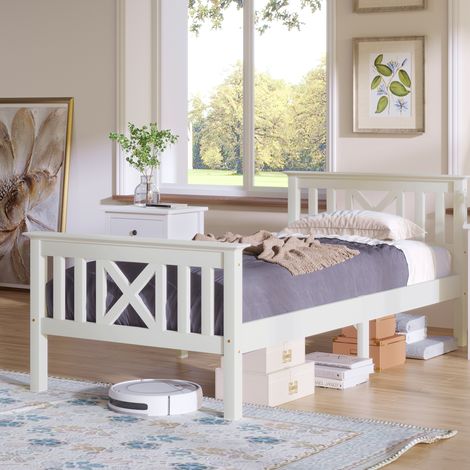 letto struttura letto singolo bianco con testiera OKMYHOME