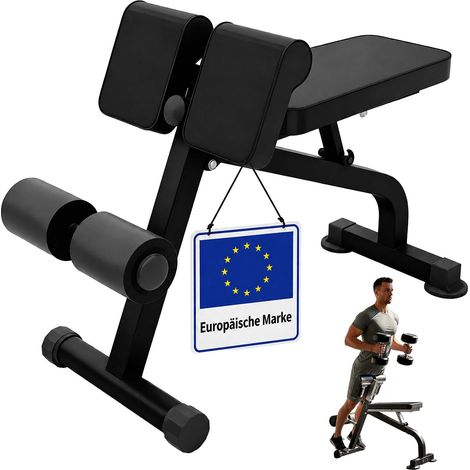 Relaxdays Trainingsbank, Hyperextension, Curls & Sit Ups, bis 150 kg, klappbar, verstellbar, Home Gym Multibank, schwarz (1/5)