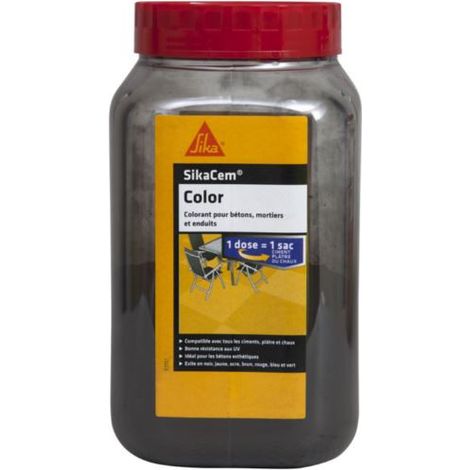 Sika – Colorant en poudre pour ciment et chaux – Pigment noir à base d'oxydes minéraux – 700g pour béton esthétique – Bonne tenue aux UV