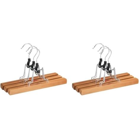 Set di 3 appendiabiti per pantaloni in legno naturale di alta qualità – Set di 3 appendiabiti, in legno, 25 x 16,5 x 2,2 cm, marroni (confezione da 2) (1/3)