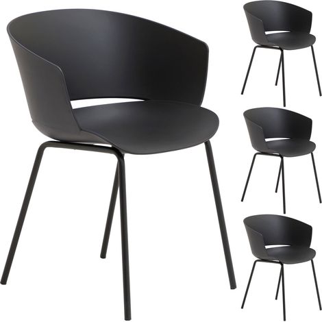 Chaise de jardin NIVEL Noir (Lot de 4)