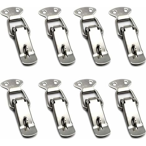 Ecleanfy - 8 Pièces Fermeture a Levier Fermeture à Ressort Loquet Bascule en Acier Inoxydable Pour Coffre à Outils,Tiroir,Armoire et Coffre - Silver (1/5)