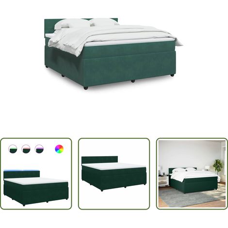 vidaXL Surmatelas - Sommier à lattes de lit et matelas Vert foncé 180x200cm Velours (1/5)