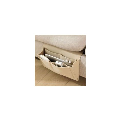 Beige – 32 x 20 x 10 cm, Aufbewahrungstasche aus Filz für Sofas, zum direkten Aufhängen, 5 Fächer. – Crezuo