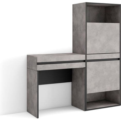 Skraut Home - Zapatero, Armario zapatos botas, 130x145x35 cm, Dormitorio, habitación, Tocador, Estilo Moderno, Gris Cemento (1/5)