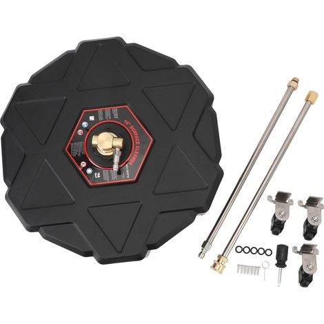 Limpiador de superficies de alta presión de 16 pulgadas con 3 ruedas, 3600 PSI, de acero inoxidable, accesorio para limpiador de alta presión con conexión rápida de 1/4 de pulgada y 2 mangueras de ext (1/5)