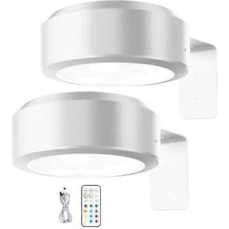 Lampe de dessin murale sans fil avec télécommande, luminosité réglable, rechargeable, lampe de dessin RGB 13 couleurs, luminosité réglable - blanc (lot de 2) (1/5)