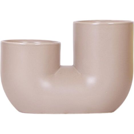 Cache-pot Double Tube en Céramique Marron pour 2 Plantes de 9 cm Orchidée et Succulente - PANGIVO