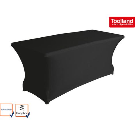 Stabiler Gartentisch Klapptisch aus Kunststoff mit schwarzer Stretch Husse (1/5)
