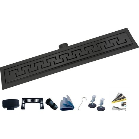 1 Caniveau De Douche, Acier Inoxydable, Motif Grec, Siphon Inclus, Hauteur 52 Mm, Pour Salle De Bain