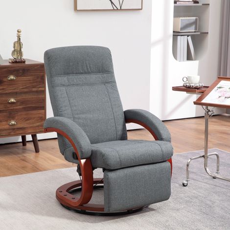 Sillón Relax Giratorio 360 con Respaldo Inclinable 135, Reposapiés Separado, Poliéster, Gris (1/5)